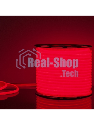Лента светодиодная LS003 220V/ Гибкий неон 9.6W 144Led 2835 IP67 16mm круглый красный, 50 м
