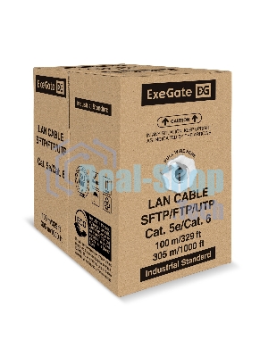 Кабель ExeGate UTP4-C5e-CCA-S25-IN-LSZH-GR-305 UTP 4 пары кат.5e CCA, 0.45мм (25AWG), LSZH, 305м, серый