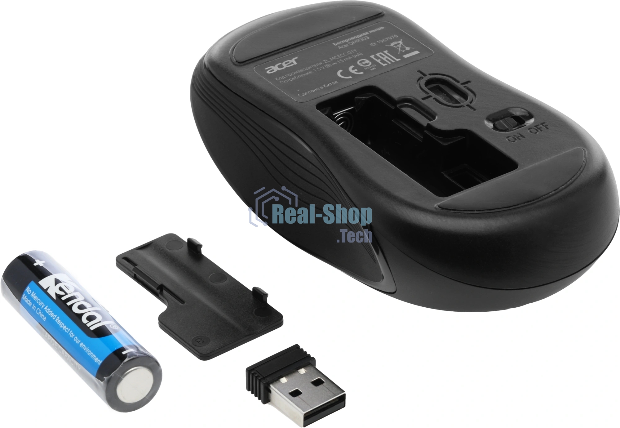 Мышь беспроводная Acer OMR303 черный, 1600 dpi, радиоканал, USB, кнопки - 6