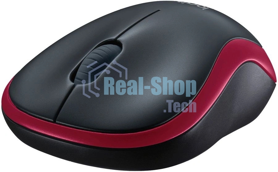 Мышь беспроводная Logitech M185, красный, 1000 dpi, радиоканал, USB, кнопки - 3