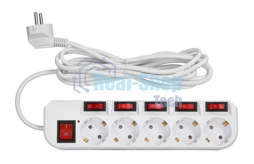 Сетевой фильтр Buro 500SH-3-SW-W 3 м (5 розеток) белый (коробка)