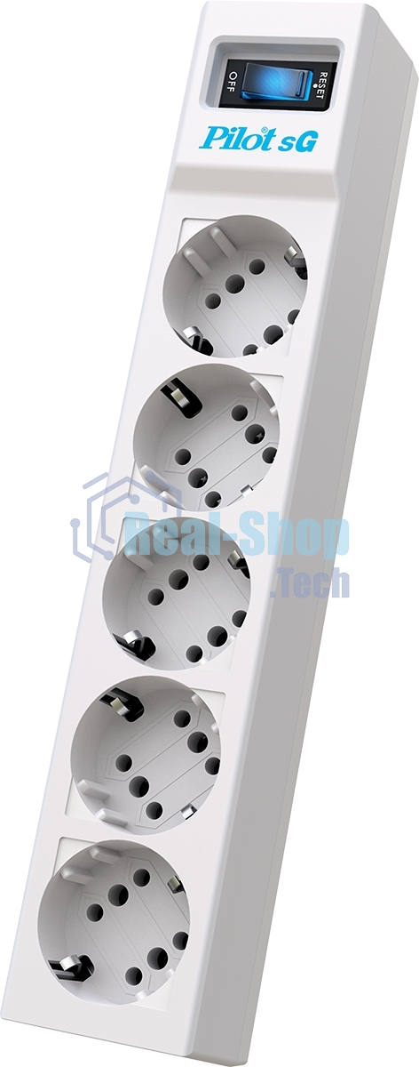 Сетевой фильтр ZIS PILOT Surge protector Pilot SG5 5 outlets (GP), 10A/2.2kVt, automatic circuit-breaker, 7 m