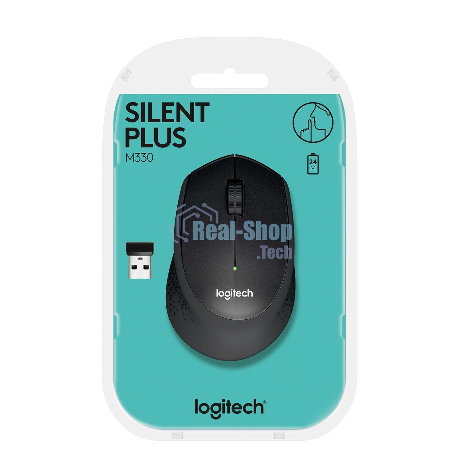 Мышь беспроводная Logitech M330 SILENT PLUS черный, 1000 dpi, радиоканал, USB, кнопки - 3