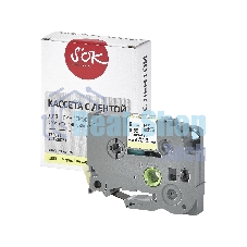 Кассета с лентой S'OK by Sakura Printing TZEC21 для Brother, черный на желтом, 9мм/8м, наклейка