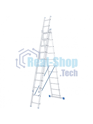 Лестница Сибртех 3 х 11 ступеней, алюминиевая, трехсекционная