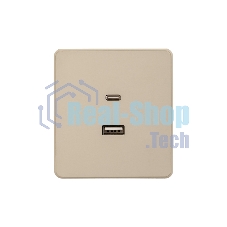 Розетка KRANZ ROUND USB-A+Type-C 3А с функцией быстрой зарядки шелк