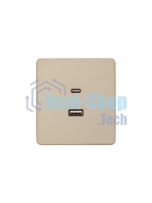 Розетка KRANZ ROUND USB-A+Type-C 3А с функцией быстрой зарядки шелк