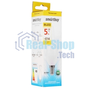 Светодиодная (LED) свеча Smartbuy SBL-C37Tip-05-30K-E14 на ветру матовая 05W/3000/E14
