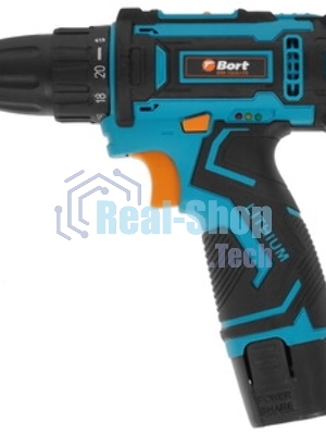 Дрель-шуруповерт Bort BAB-12x2Li-FD, 12 В, 1,5 Ач, 36 Нм, щеточный
