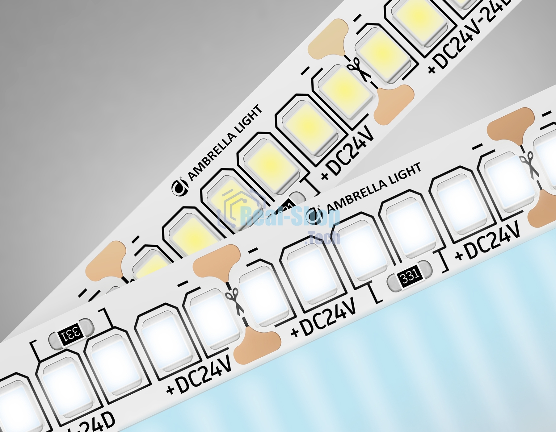 Светодиодная лента Ambrella light GS3403 2835 240Led/ 20W m/ 24V IP20 6500K/ 5000*10*1.2mm (2 конт.)