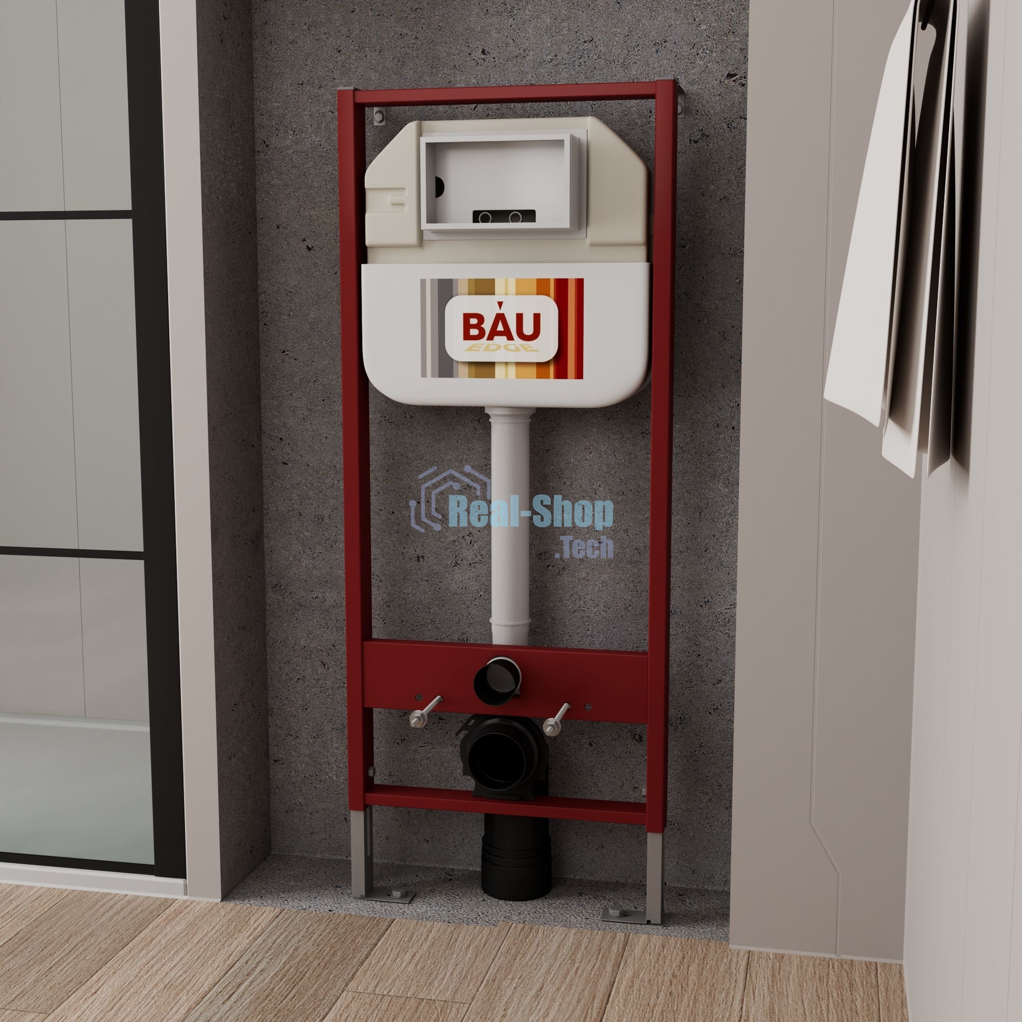 Комплект BAU 6 в 1: рамная инсталляция, унитаз подвесной безободковый Bau Dream 53, сиденье дюропласт микролифт, кнопка смыва BAU Soul, черная матовая