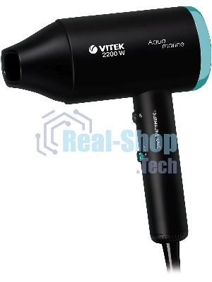 Фен VITEK VT-1324 черный/разноцветный, 2200 Вт, ионизация