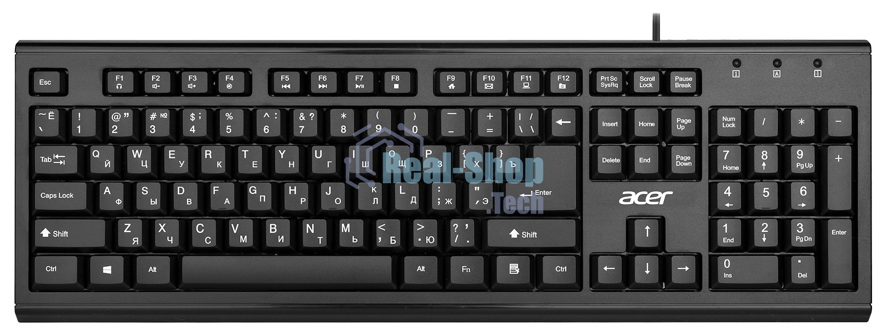 Клавиатура проводная Acer OKW120, USB, черный