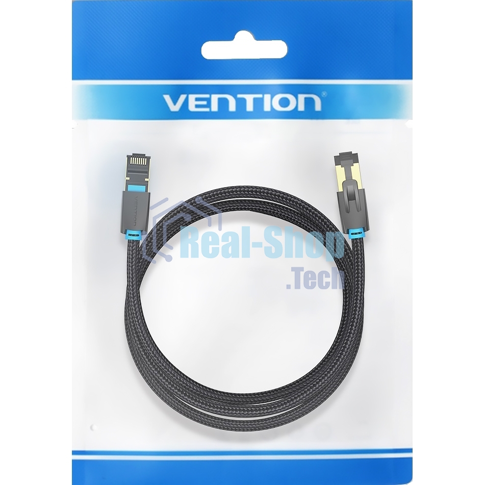 Патч-корд Vention прямой SFTP cat.8 RJ45 - 2м. черный Тканевая оплетка