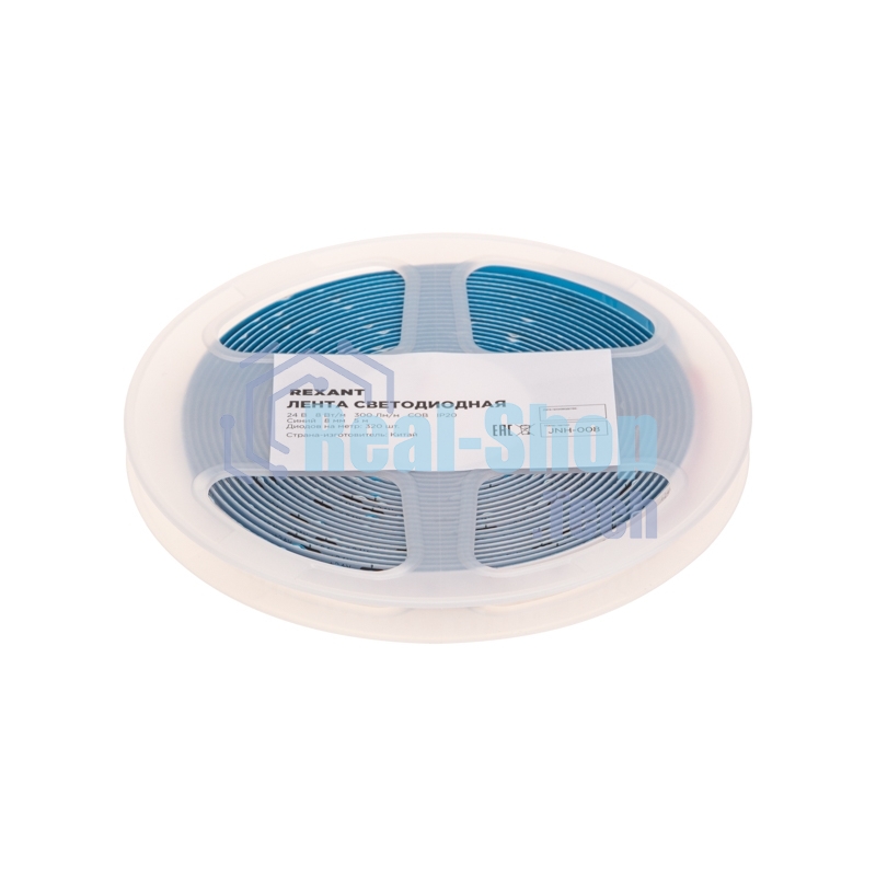 Лента светодиодная Rexant 24В, COB 8Вт/м, 320 LED/м, синий, 8мм, 5м, IP20