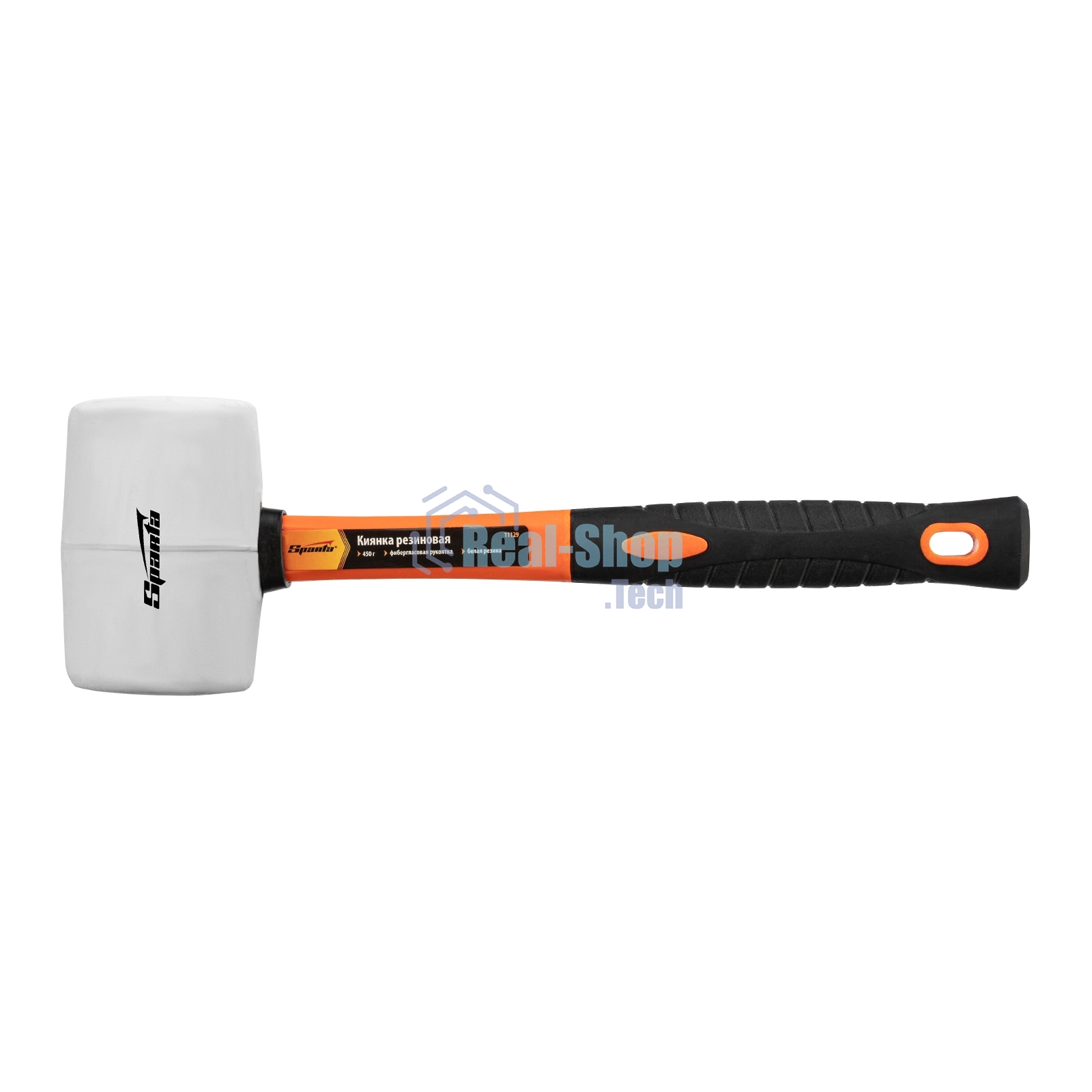 Киянка резиновая Sparta 450 г, белая резина, фибергласовая рукоятка