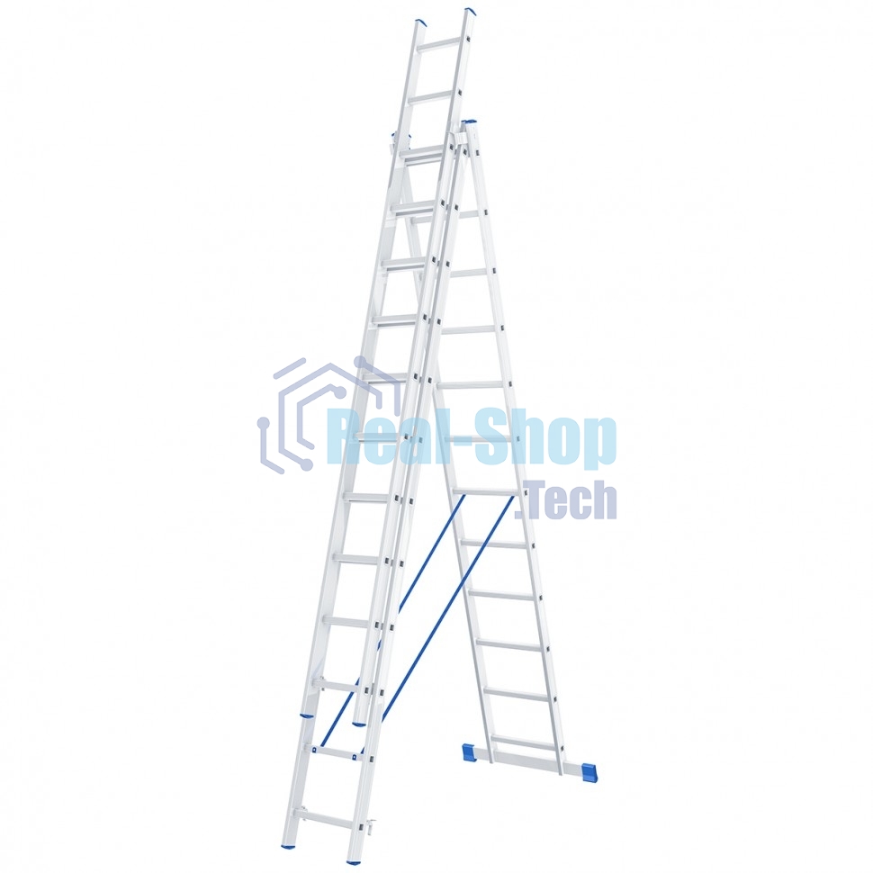 Лестница Сибртех, 3 х 12 ступеней, алюминиевая, трехсекционная