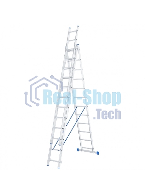 Лестница Сибртех, 3 х 12 ступеней, алюминиевая, трехсекционная
