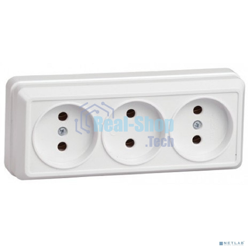 Розетка 3-м ОП Октава 10А IP20 без заземл. бел. ИЭК ERO30-K01-10-DC