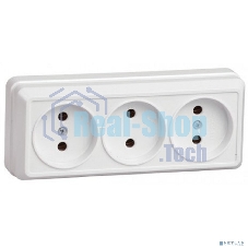 Розетка 3-м ОП Октава 10А IP20 без заземл. бел. ИЭК ERO30-K01-10-DC