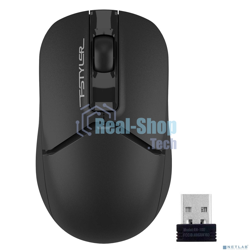 Мышь беспроводная A4Tech Fstyler FG12 черный, 1200 dpi, радиоканал, USB, кнопки - 3