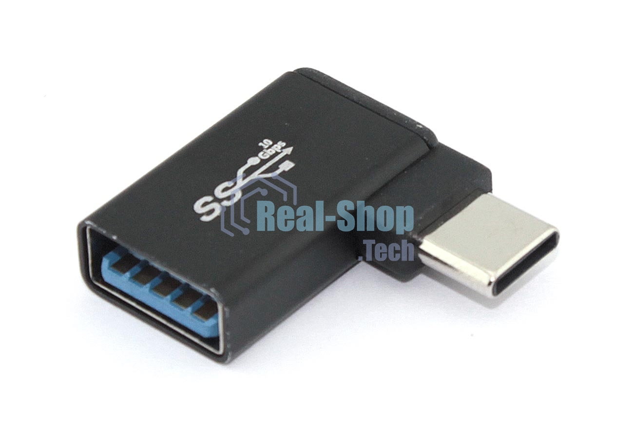 Переходник OTG USB Type A мама на Type-C папа угловой