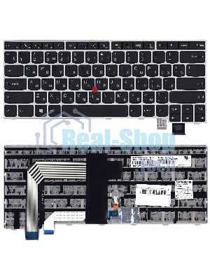 Клавиатура для ноутбука Lenovo Thinkpad T460S T470S черная с серебристой рамкой