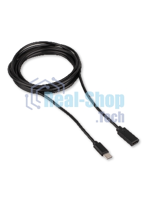 Кабель-удлинитель USB2.0 Cablexpert CCP-USB2-CMCF-3M, Type-C(М)/Type-C(F), 3А, 60Вт, PD/QC3.0, медь, Pro, 3м, черный, пакет