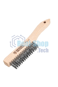 Щетка зачистная Denzel 4-х рядная, прямая проволока из нержавеющей стали с деревянной ручкой, EFP