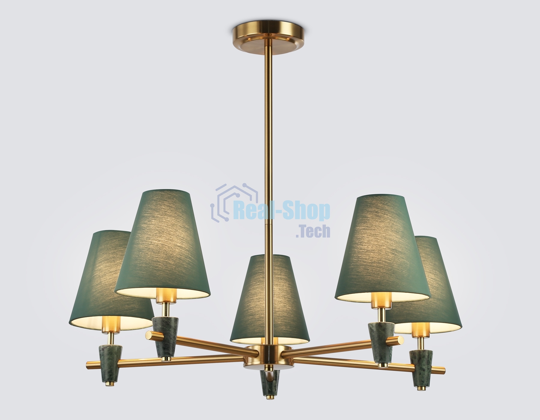 Люстра Ambrella light LH75051/5 BS/GN латунь/зеленый E14*5 max 40W D700*580