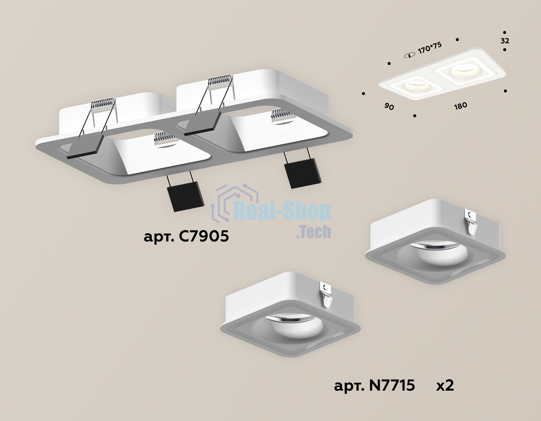 Комплект встраиваемого светильника Ambrella light XC7905011 SWH белый песок MR16 GU5.3 (C7905, N7715)