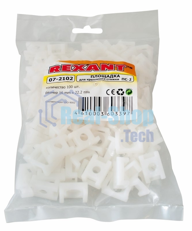 Площадка для крепления стяжки Rexant (ПС-2) 22x16 мм, белая, упаковка 100 шт.