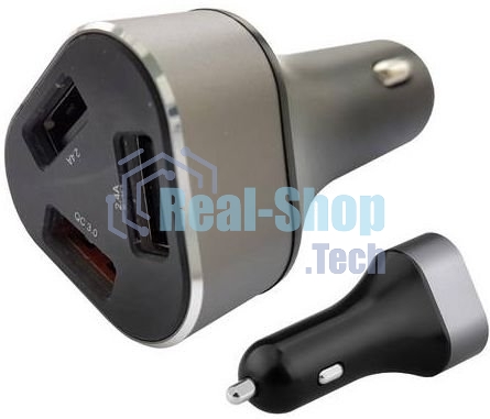 Автомобильное зарядное устройство ACD черный 23Вт, 3xUSB 1QC+2Smart, 3.6~12В, 3А RTL