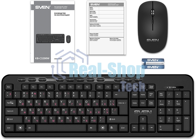 Комплект клавиатура + мышь SVEN KB-C3200W беспроводные клавиатура и мышь, черные