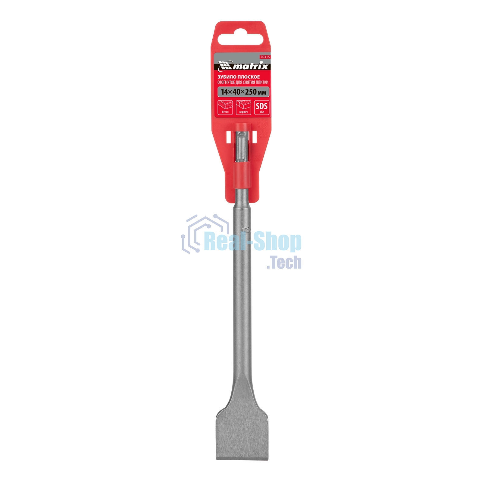 Зубило плоское Matrix, 14 х 40 х 250 мм, SDS PLUS, отогнутое для снятия плитки