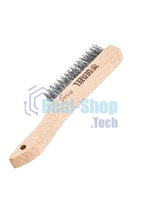 Щетка зачистная Denzel 4-х рядная, прямая проволока из нержавеющей стали с деревянной ручкой, EFP