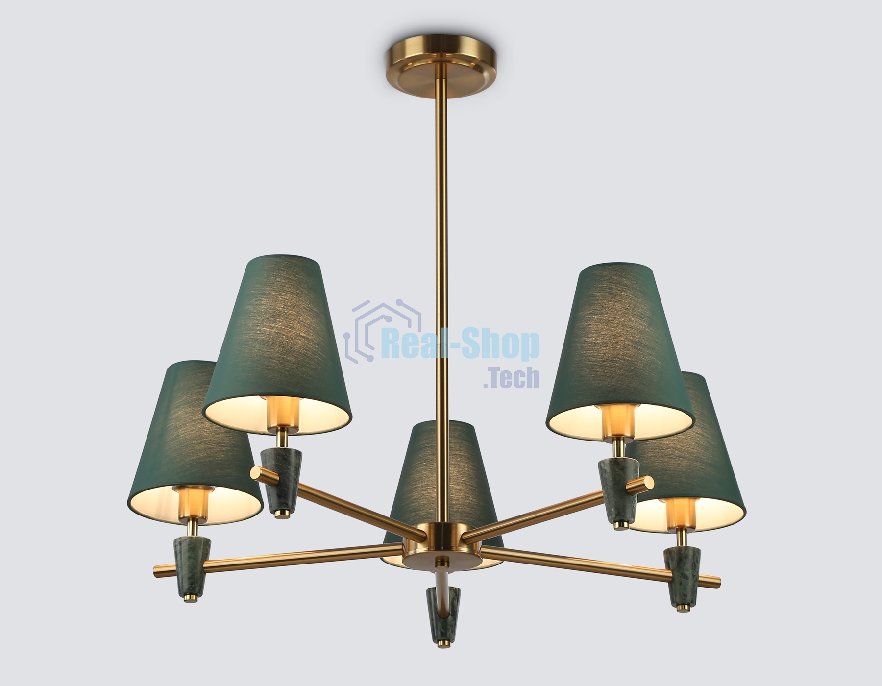 Люстра Ambrella light LH75051/5 BS/GN латунь/зеленый E14*5 max 40W D700*580