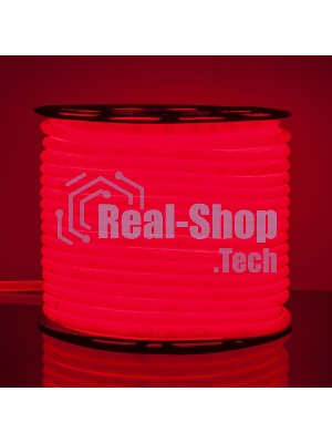 Лента светодиодная LS003 220V/ Гибкий неон 9.6W 144Led 2835 IP67 16mm круглый красный, 50 м