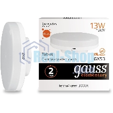 Лампа светодиодная LED Gauss Elementary 13Вт 3000K GX53 890lm