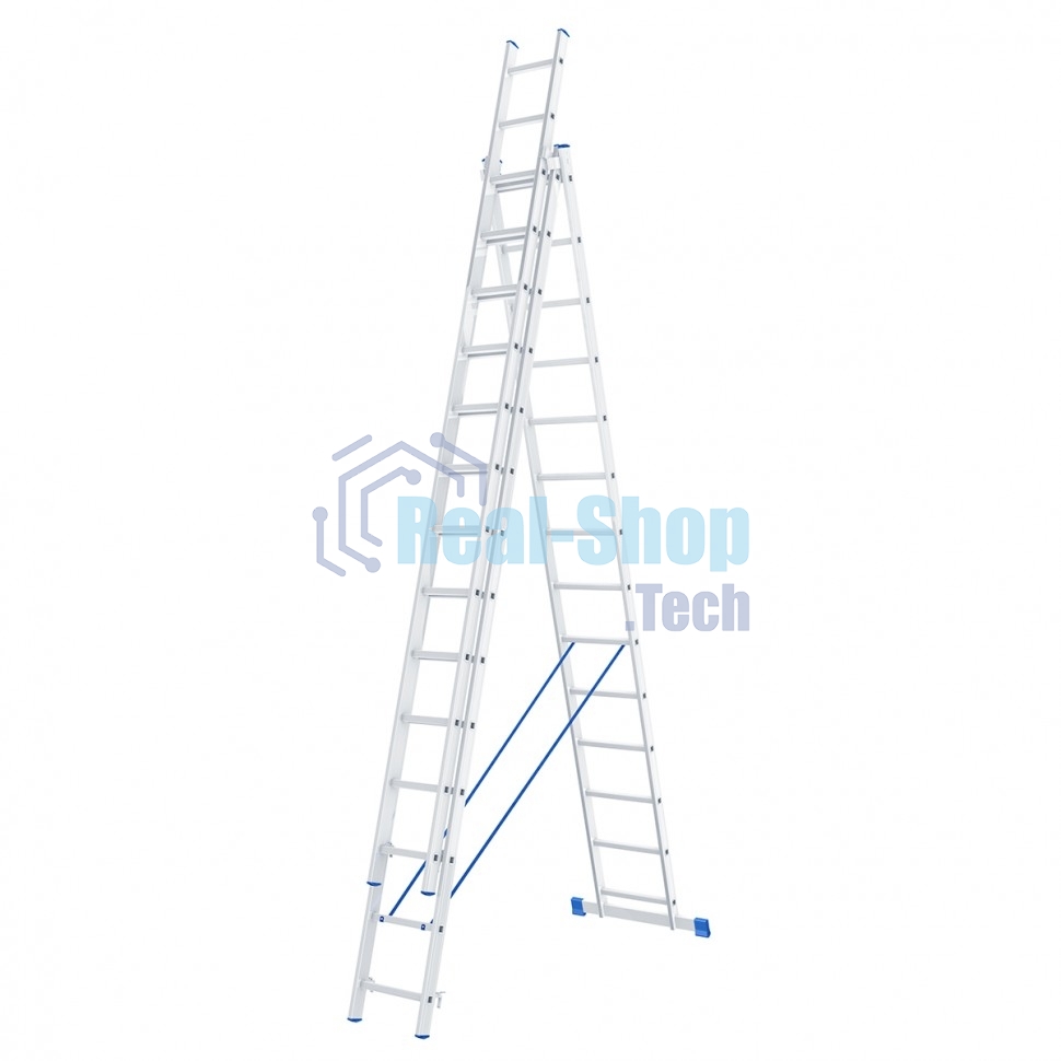 Лестница Сибртех, 3 х 14 ступеней, алюминиевая, трехсекционная