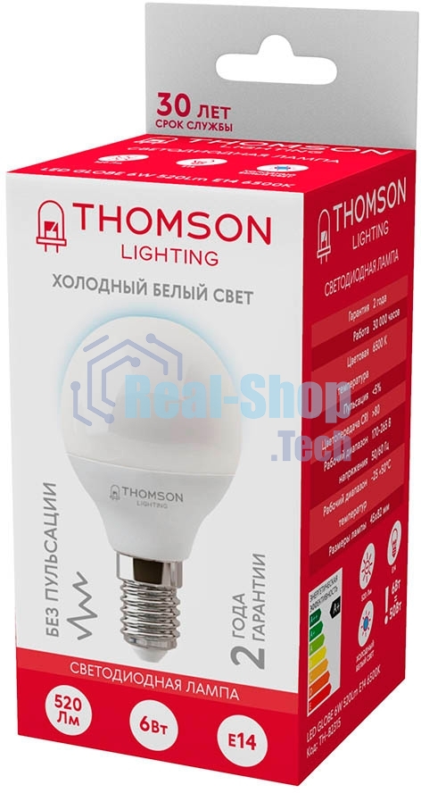 Лампа LED Thomson E14, шар, 6Вт, 6500К, белый холодный, TH-B2315, 1 шт.