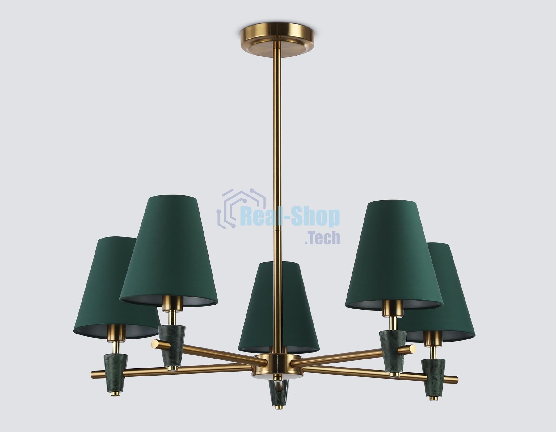 Люстра Ambrella light LH75051/5 BS/GN латунь/зеленый E14*5 max 40W D700*580