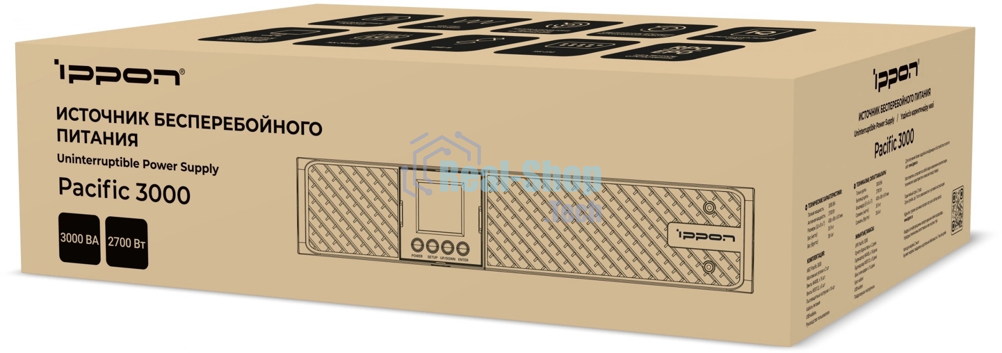 Источник бесперебойного питания Ippon Pacific 3000 / 3000 ВА / 2700 Вт / 8 x IEC 320 C13