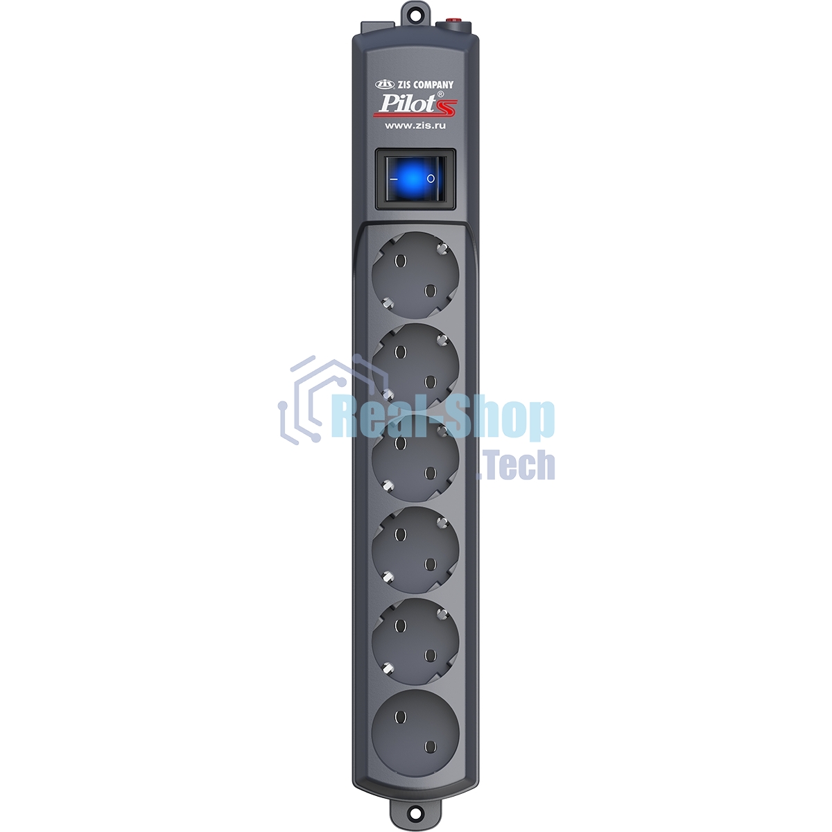 Сетевой фильтр Pilot S 6 розеток (5 евро + 1 без заземления) 1.8 м, графит