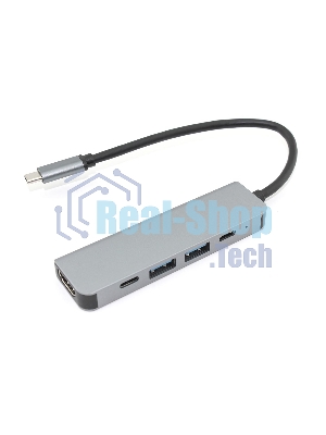 Адаптер Type-C на HDMI, USB 3.0*2 + 2 Type-C для MacBook, серый