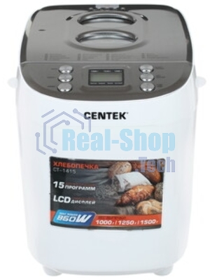 Хлебопечка Centek CT-1415 белый/серебристый, 860 Вт, 1.5 кг, 15 программ