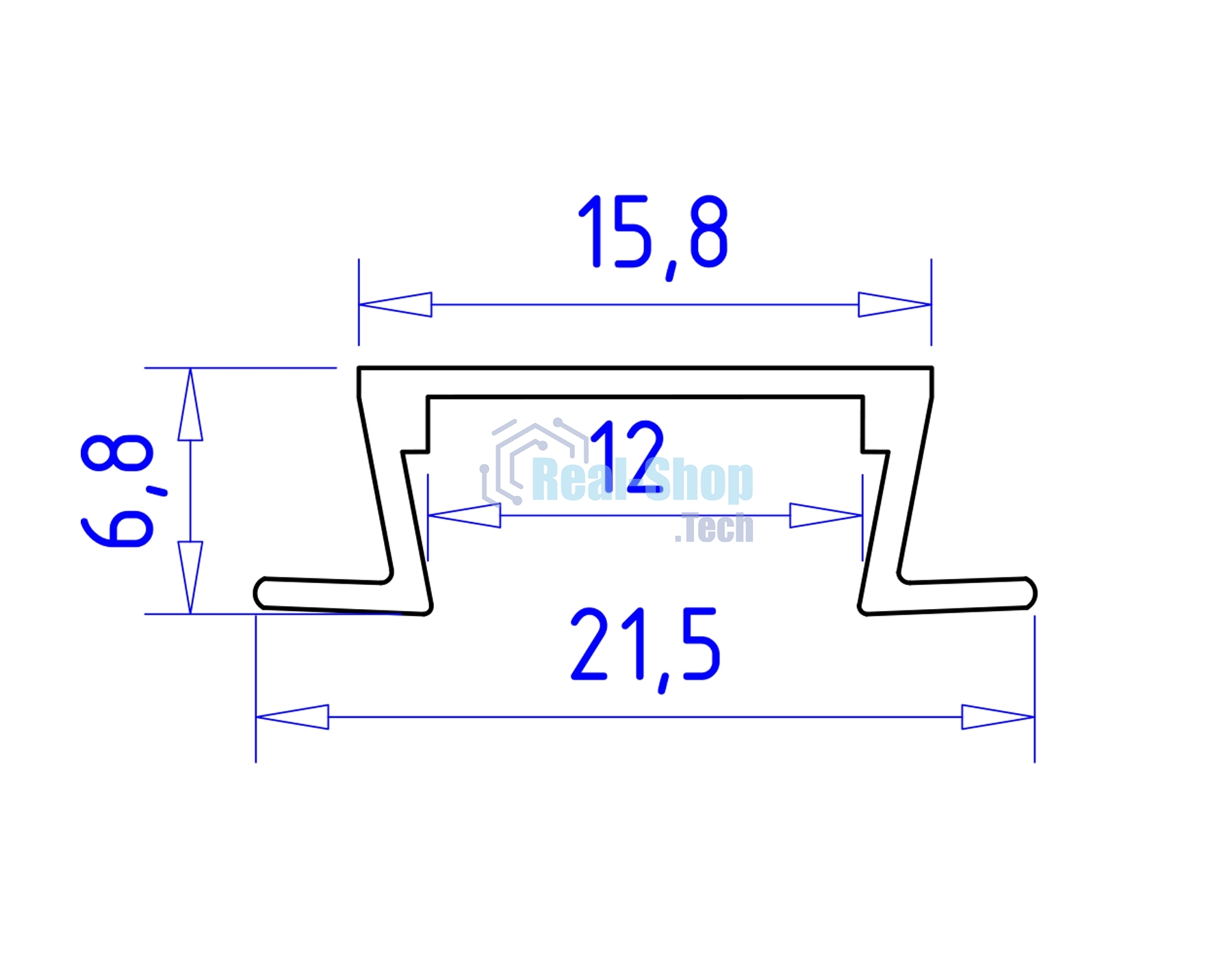 Алюминиевый профиль Ambrella light GP1001WH белый 2000*21.5*6.8