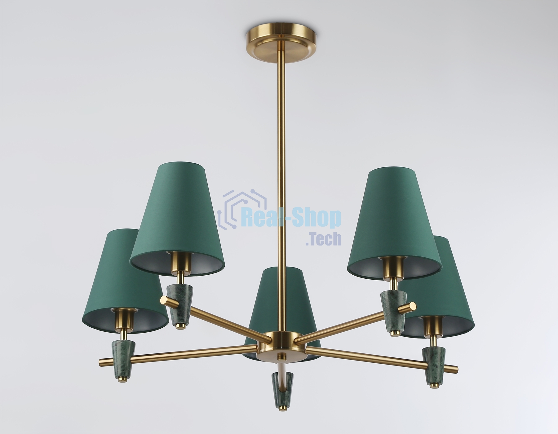 Люстра Ambrella light LH75051/5 BS/GN латунь/зеленый E14*5 max 40W D700*580