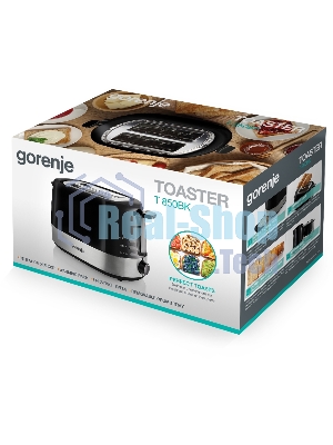 Тостер Gorenje T850BK чёрный/серебристый, 850 Вт, 2 слота
