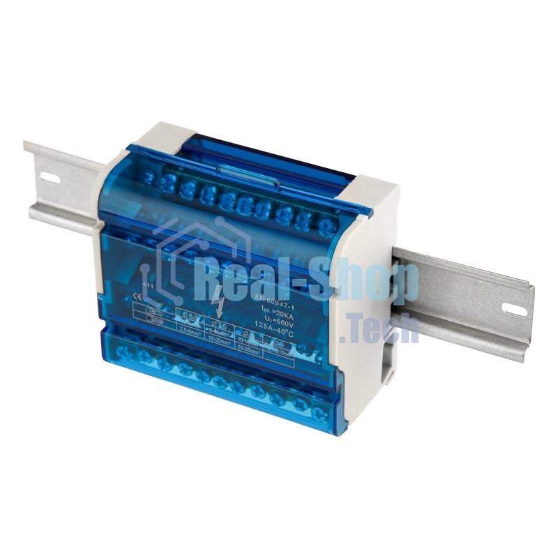 Шина на DIN-рейку в корпусе (кросс-модуль) Rexant 4х11